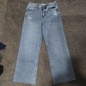 Women's Light Blue Wide-Leg High-Rise Jeans